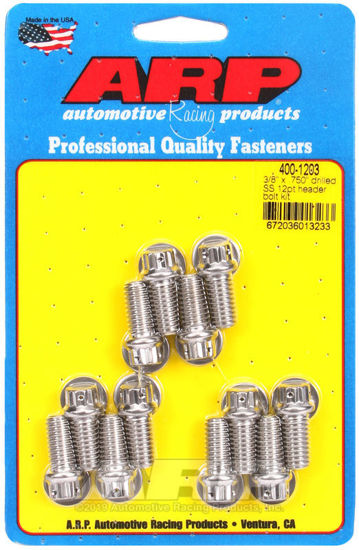 Bilde av 3/8 x .750 drilled SS 12pt header bolt kit