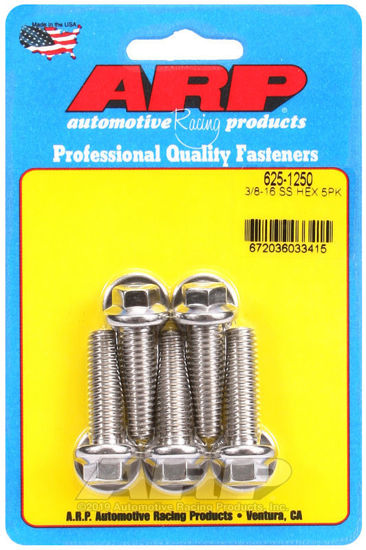 Bilde av 3/8-16 x 1.250 hex 7/16 wrenching SS bolts